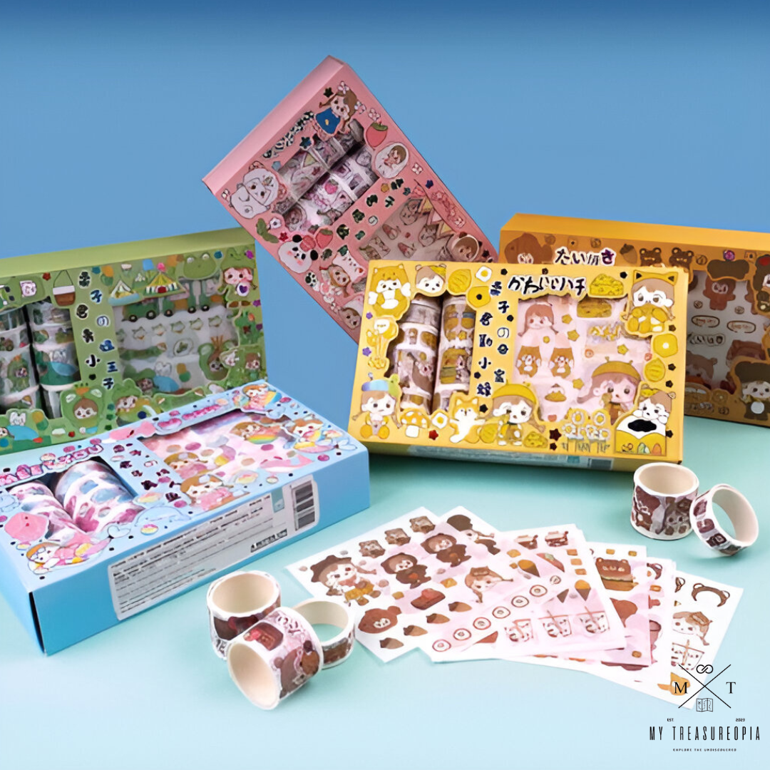 Washi Tape Set ( Set Contains 10 Pcs Washi Tape Roles & 10 Sticker